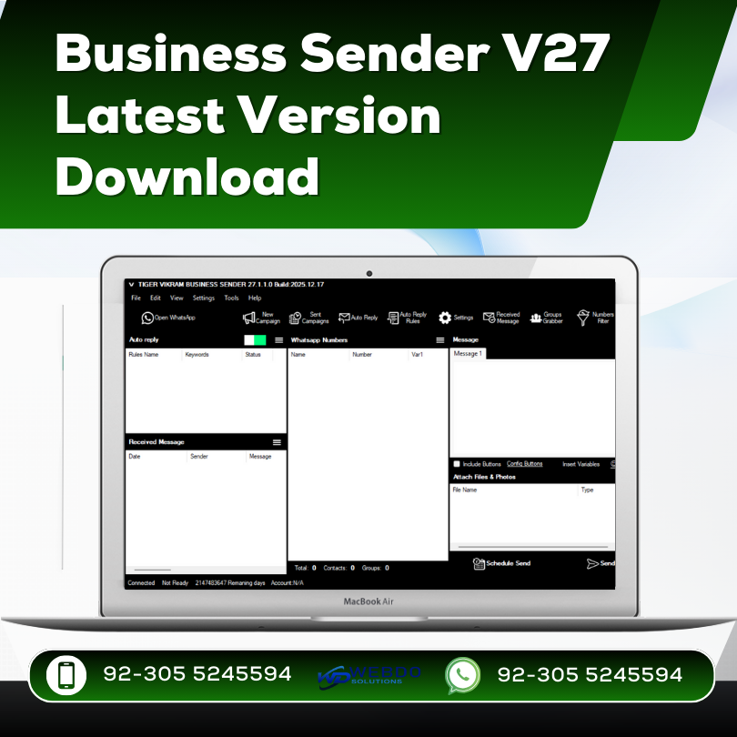 Business Sender v27.1 – Advanced Bulk WhatsApp Sender Software 2026 | Anti-Block & AI Features
