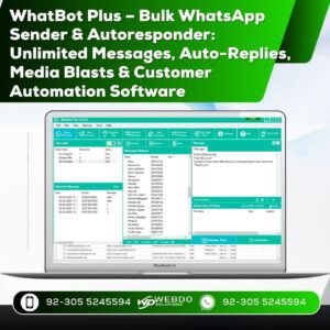WhatBot Plus – Bulk WhatsApp Sender & Autoresponder: Unlimited Messages, Auto-Replies, Media Blasts & Customer Automation Software
