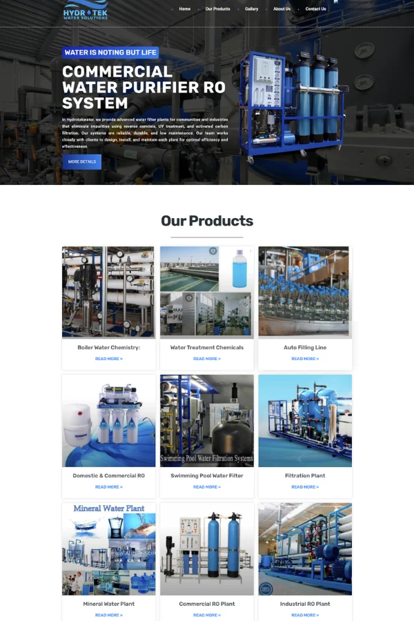 Hydrotek Water website