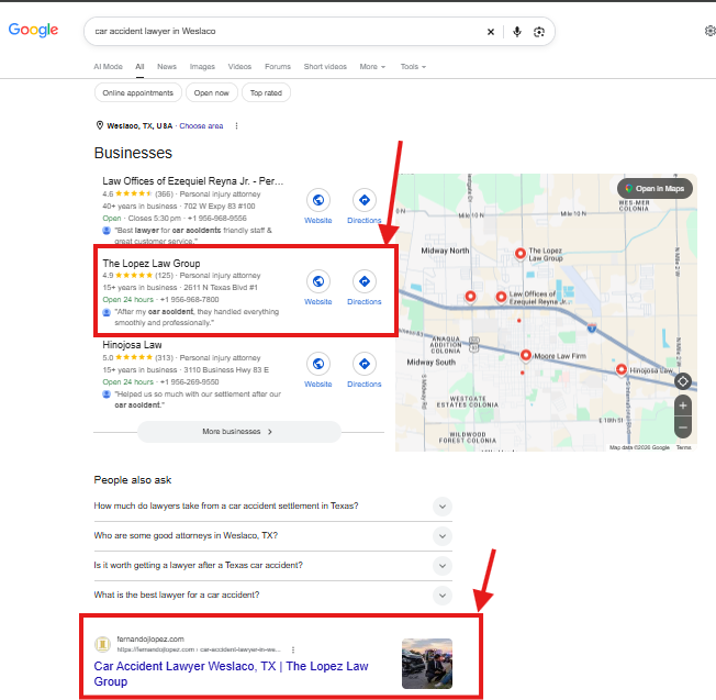 Search result for car accident lawyer in Weslaco