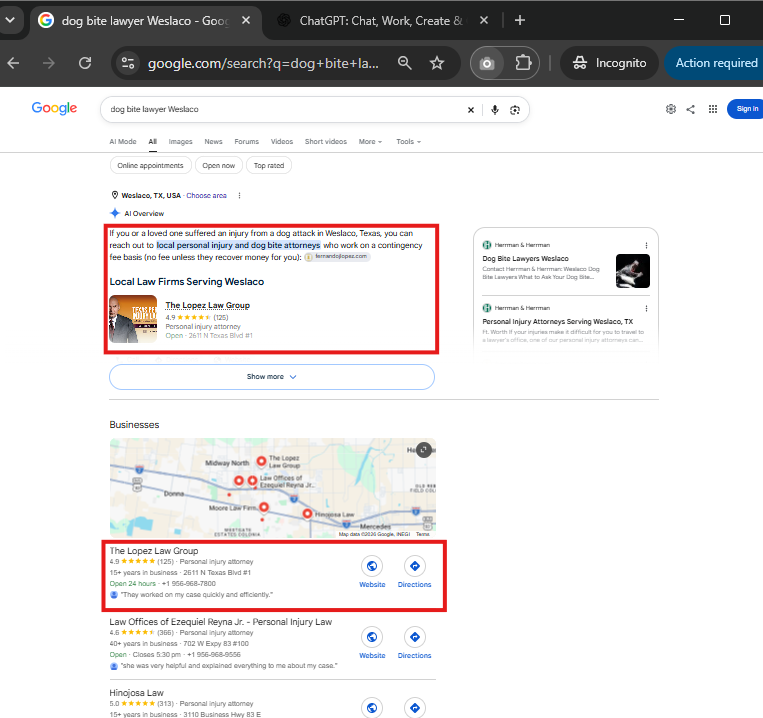Search result for dog bite lawyer Weslaco