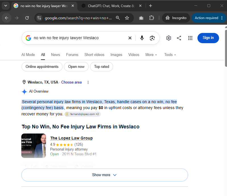 Search result for no win no fee injury lawyer Weslaco