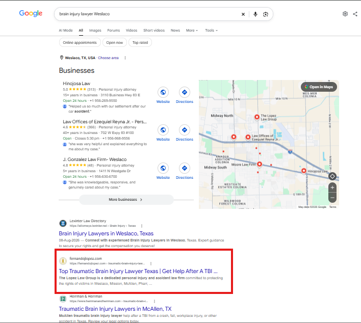 Search result for brain injury lawyer Weslaco