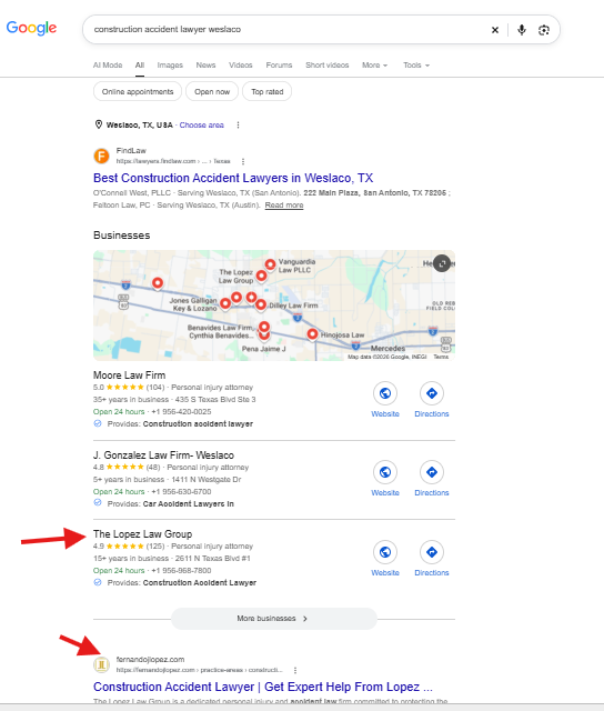Search result for construction accident lawyer Weslaco