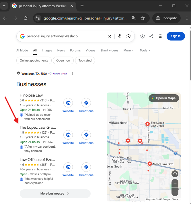 Search result for personal injury attorney Weslaco
