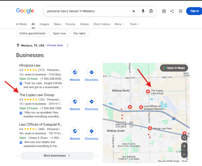 Search result for personal injury lawyer in Weslaco